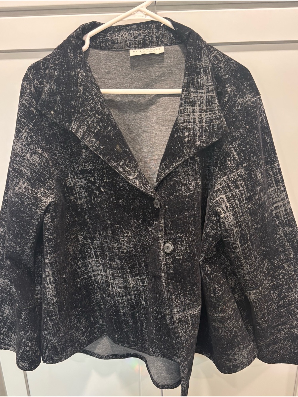 Bryn WalkerBlack & Gray Textured Button Front Jacket Best for Large